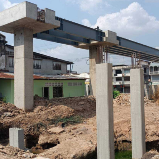 งานก่อสร้างโครงสร้างสะพาน Pedestrain Bridge